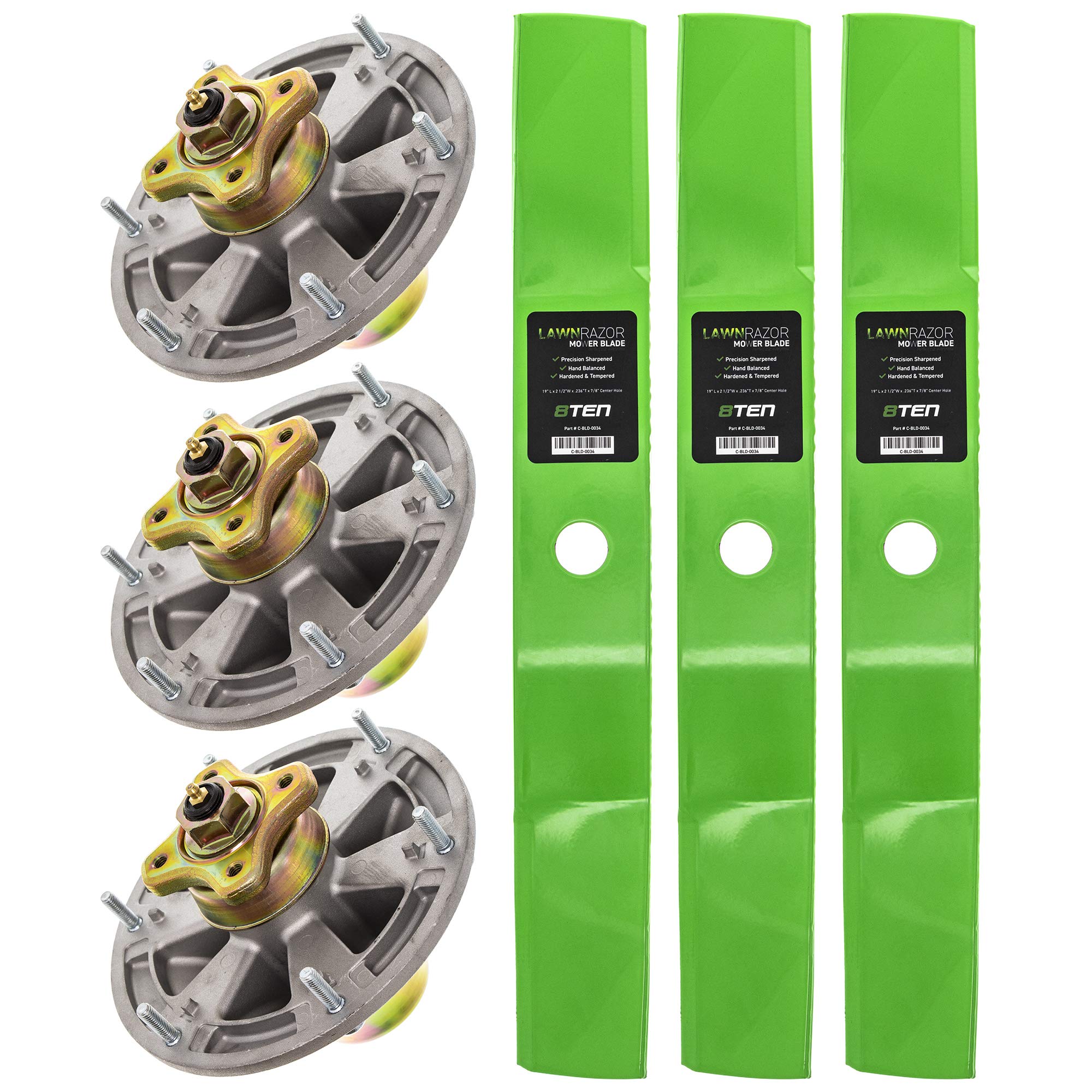 Amazon.com : 8TEN Deck Spindle Blade Kit Set Combo for John Deere